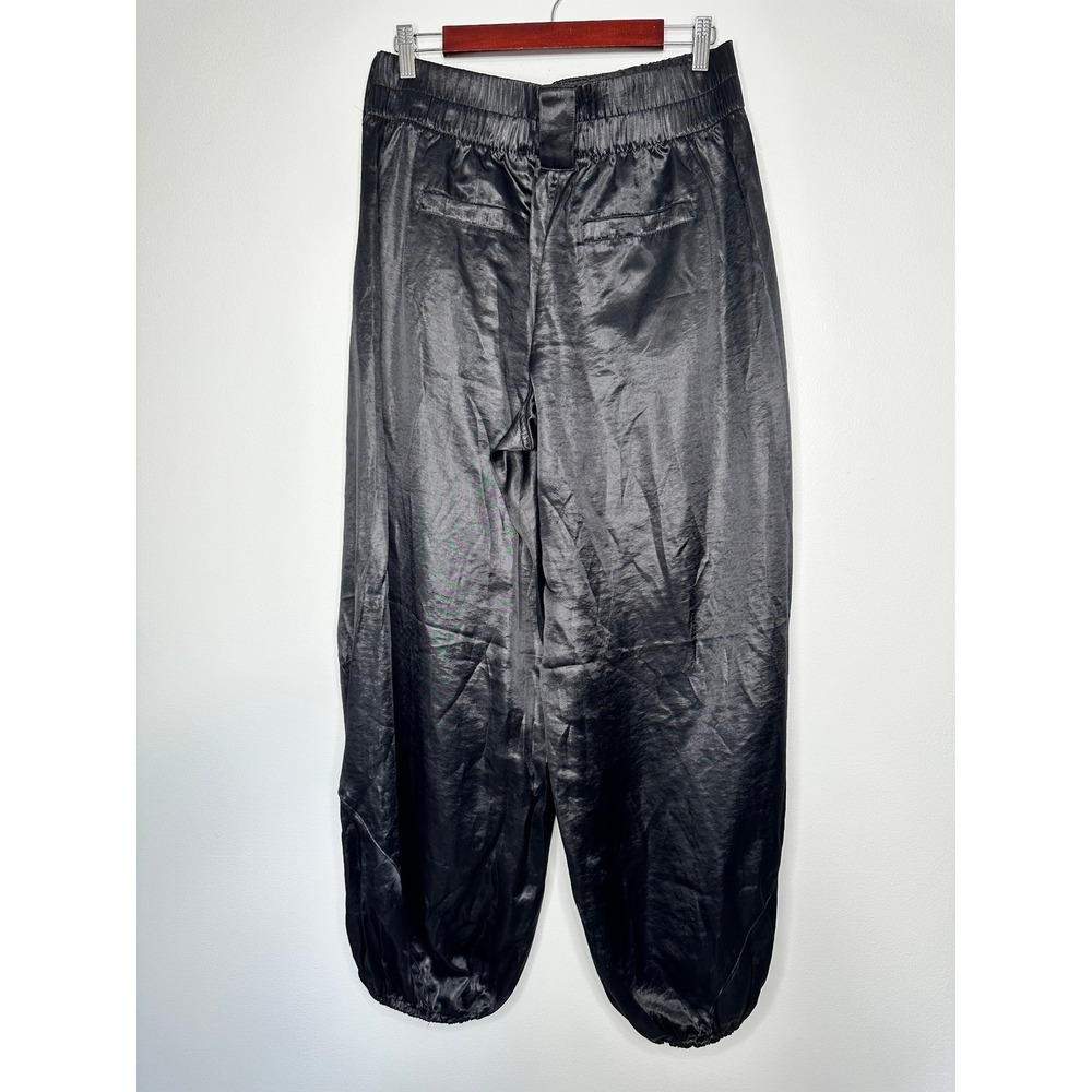 Pilcro Liquid Parachute Pants Size M Black Satin Elastic Waist Anthropologie - Picture 3 of 15